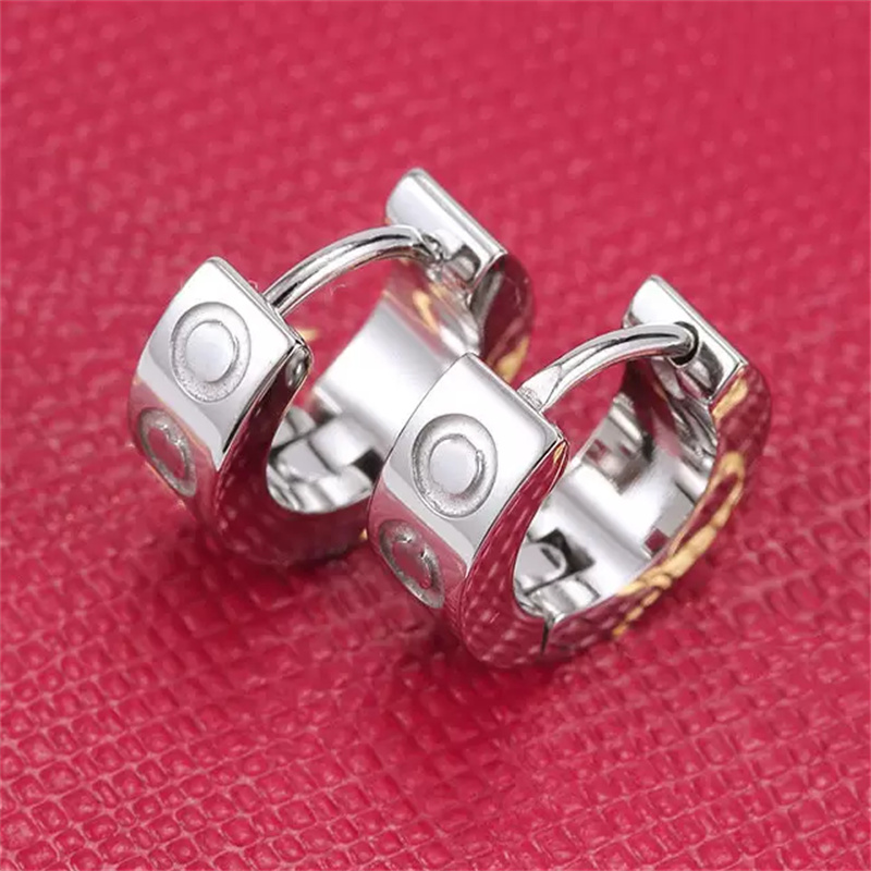 Titanium steel stud love earring for woman exquisite simple fashion C diamond ring lady earrings jewelry gift With bag