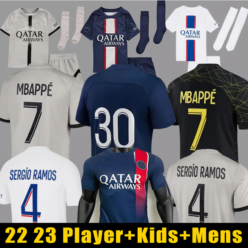 MBAPPE Soccer Jerseys SERGIO RAMOS Maillots HAKIMI France psG Football Shirt 22 23 Parisian fans player #30 MARQUINHOS VERRATTI Men kids Kits, 1 home
MBAPPE Soccer Jerseys SERGIO RAMOS Maillots HAKIMI France psG Football Shirt 22 23 Parisian fans player #30 MARQUINHOS VERRATTI Men kids Kits, 1 home