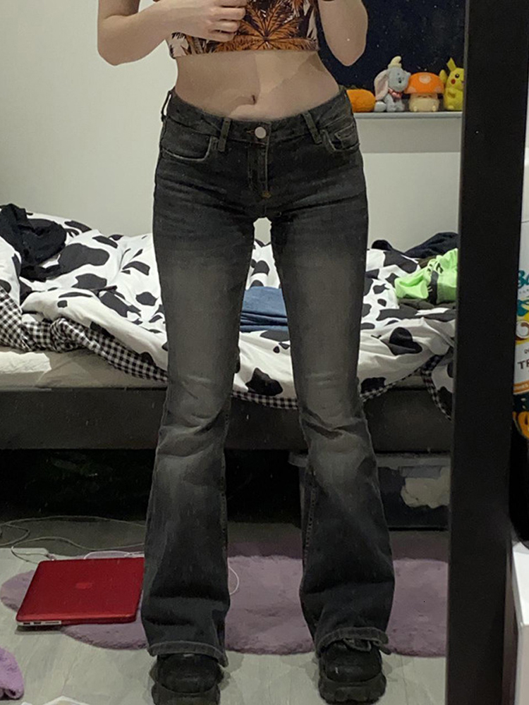 Women's Jeans Y2K Tie Dye Flare Jeans Vintage Strecthy Low Waisted Pants Women Grunge Basic Korean Mom Jeans Casual Streetwear 90s 230413