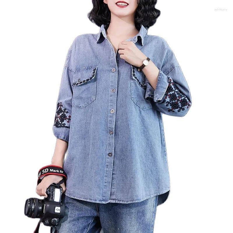 Women's Blouses 2023 Spring Autumn Embroidery Cowboy Female Shirt Jacket Loose Single-Breasted Outcoat Leisure Fashion Women's Denim, Blue
Women's Blouses 2023 Spring Autumn Embroidery Cowboy Female Shirt Jacket Loose Single-Breasted Outcoat Leisure Fashion Women's Denim, Blue