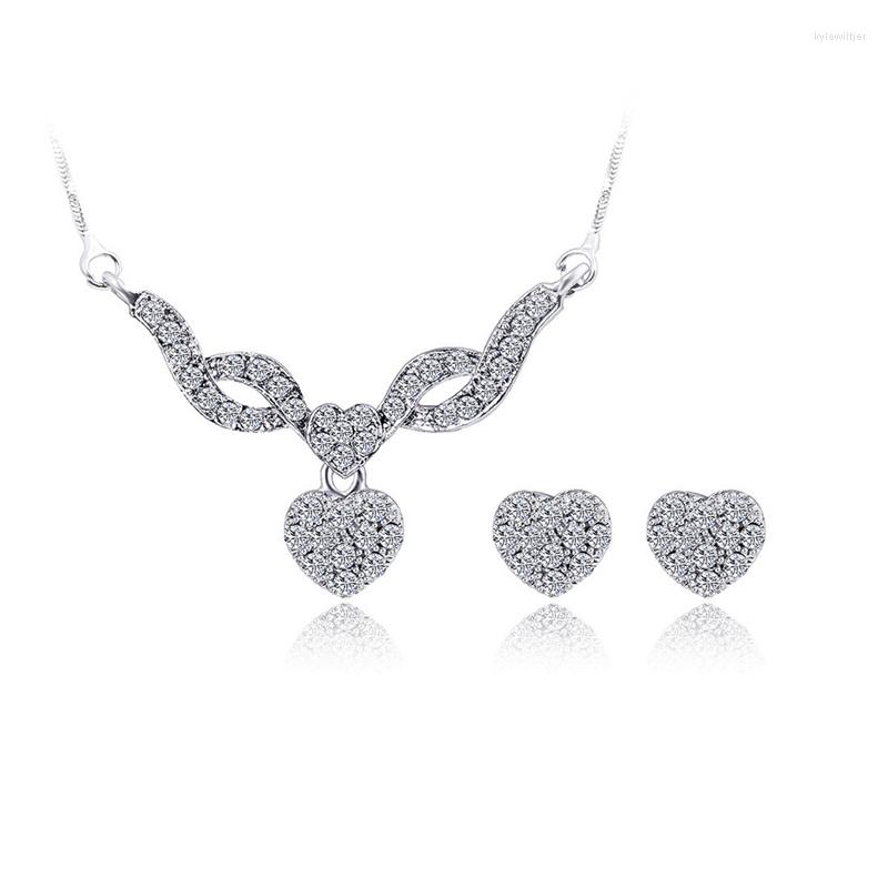 Necklace Earrings Set Luxury Female White Crystal Heart Pendant Silver Color Chain Necklaces Jewelry Wedding For Women, Picture shown
Necklace Earrings Set Luxury Female White Crystal Heart Pendant Silver Color Chain Necklaces Jewelry Wedding For Women, Picture shown