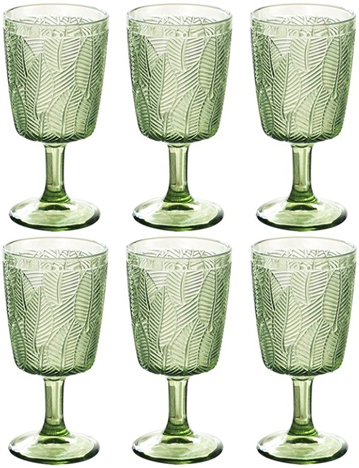 Embossed Leaf Texture Wine Glass Goblet Retro Juice Drinking Cup Spirits Wedding Party Beverage Glasses 060121