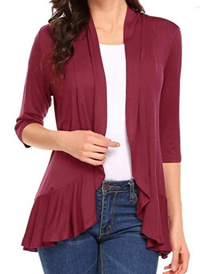 Women's Blouses Women S 3 4 Sleeve Cardigan Tops Open Front Bolero Shrugs Casual Solid Color Ruffled Hem Thin Coat Streetwear, Wine red
Women's Blouses Women S 3 4 Sleeve Cardigan Tops Open Front Bolero Shrugs Casual Solid Color Ruffled Hem Thin Coat Streetwear, Wine red