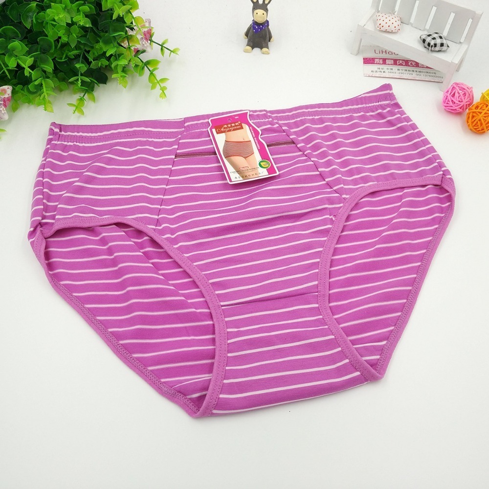 Women's Panties 10Pcs/lot ropa interior femenina Cotton Striped Zipper security Underwears Women Panties Plus Size 4XL lingerie women's brie