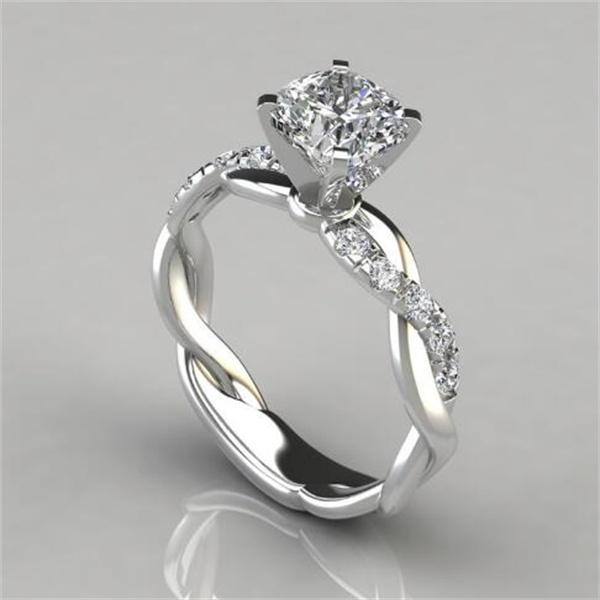 Double tone princess square diamond ring with cross twisted pattern and diamond inlay ring Delysia King Ring GC2034