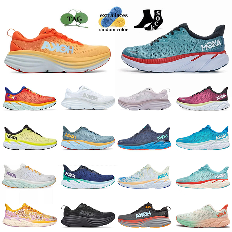 

2023 Hoka Bondi 8 Men Women Running Shoes Casual Amber Yellow Real Teal Aquarelle Triple Black Floral Runners Luxury With Socks Shock Absorption Carbon X 2 sneakers, Item#20 shell coral peach parfait 36-40