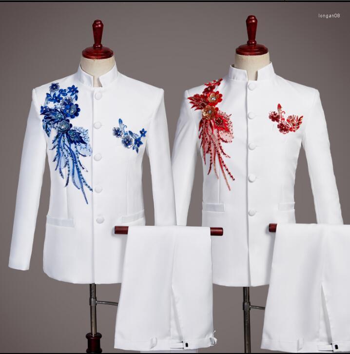 Men' Suits Chorus Groom For Men Blazer Sequins Chinese Tunic Suit Fashion Slim Masculino Latest Coat Pant Designs Stand Collar White, Blue
Men' Suits Chorus Groom For Men Blazer Sequins Chinese Tunic Suit Fashion Slim Masculino Latest Coat Pant Designs Stand Collar White, Blue