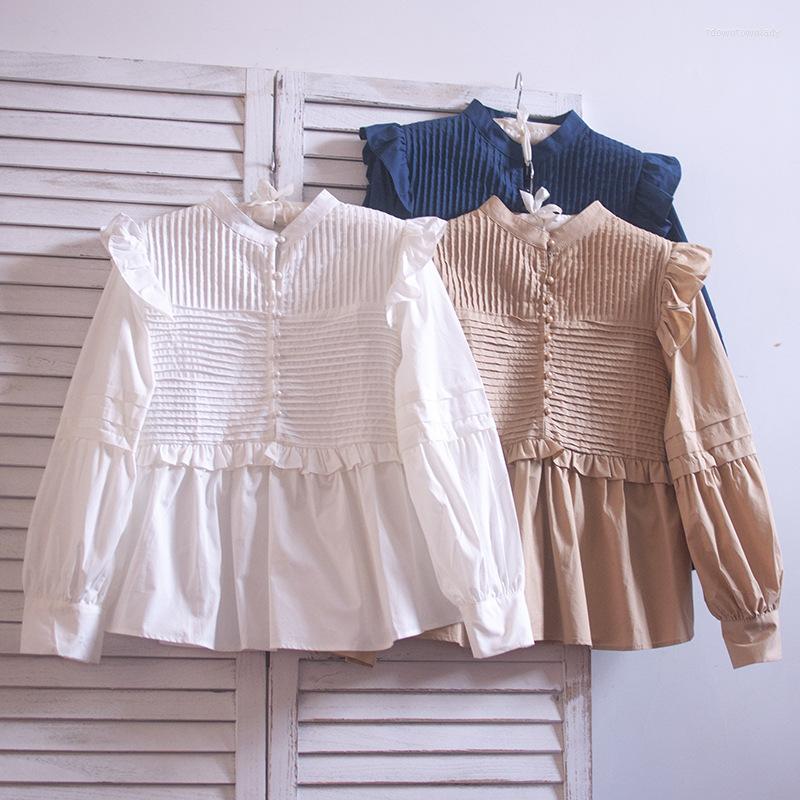 Women's Blouses Sweet Retro Stand-up Collar Tops Long Sleeve 2023 Single Breasted Blouse Elegant Fashion Ruffles Designed Shirts, White
Women's Blouses Sweet Retro Stand-up Collar Tops Long Sleeve 2023 Single Breasted Blouse Elegant Fashion Ruffles Designed Shirts, White