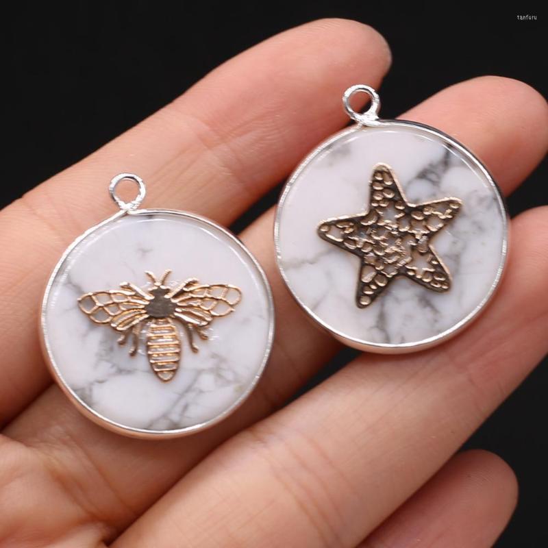 Pendant Necklaces High Quality Natural Stone Round White Turquoise Metal Pattern Charms For Jewelry Making DIY Necklace Earring Accessory
Pendant Necklaces High Quality Natural Stone Round White Turquoise Metal Pattern Charms For Jewelry Making DIY Necklace Earring Accessory