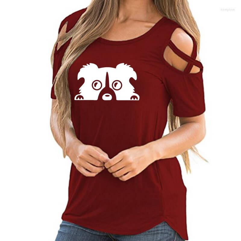 Women' T Shirts Border Collie Cartoon Print Women T-Shirt Summer Animal Lover Gift Cross Off Shoulder Casual Tshirt Femme Tops For Female, Winered
Women' T Shirts Border Collie Cartoon Print Women T-Shirt Summer Animal Lover Gift Cross Off Shoulder Casual Tshirt Femme Tops For Female, Winered