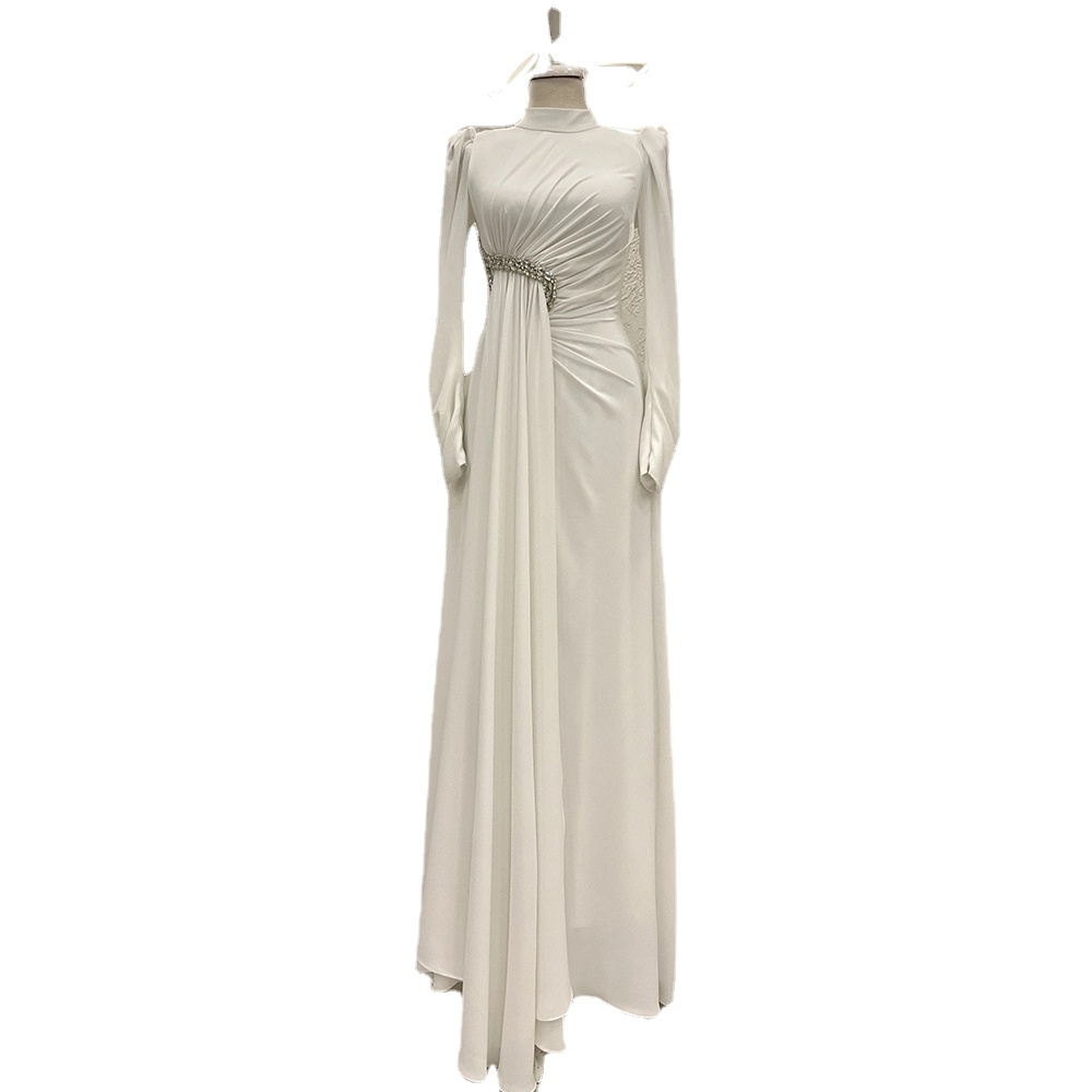 Simple High Neck Evening Dresses For Women Full Sleeves Zipper Party Gowns Jersey Crystal A-Line Floor Length, Green
Simple High Neck Evening Dresses For Women Full Sleeves Zipper Party Gowns Jersey Crystal A-Line Floor Length, Green