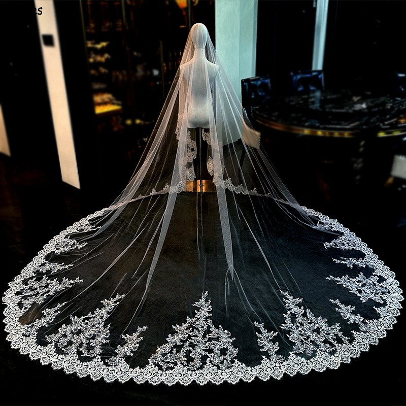 3.5M Gorgeous Long Wedding Bridal Veil Appliqued Lace Cover the Face One Layer Women Hair Accessories For Wedding Party Bride Veil Hair Jewelry CL2166, Ivory
3.5M Gorgeous Long Wedding Bridal Veil Appliqued Lace Cover the Face One Layer Women Hair Accessories For Wedding Party Bride Veil Hair Jewelry CL2166, Ivory