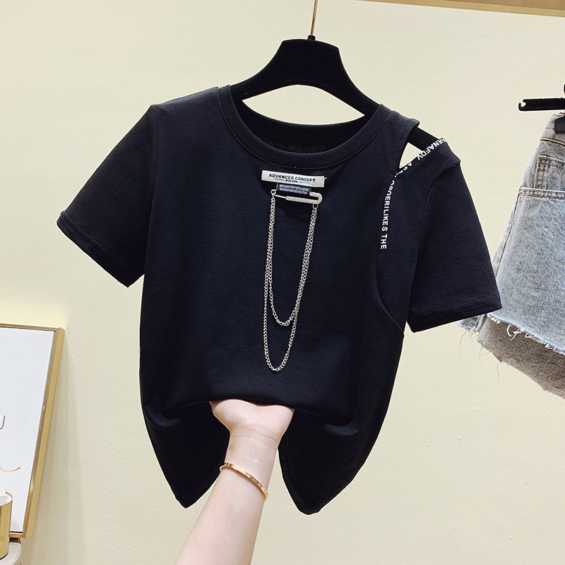 Women's T-Shirt Beading Tees T Shirt Women HIP HOP Clothes White Short Sleeve T-shirt Summer Tops Tee Shirt Cotton Black Gray High Quality 230414