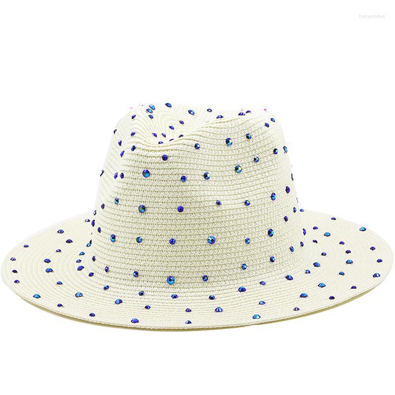 Wide Brim Hats Luxury Diamond Panama Soft Shaped Straw Hat Summer Women Beach Sun Cap UV Protection Girl Fedora, Khaki01
Wide Brim Hats Luxury Diamond Panama Soft Shaped Straw Hat Summer Women Beach Sun Cap UV Protection Girl Fedora, Khaki01