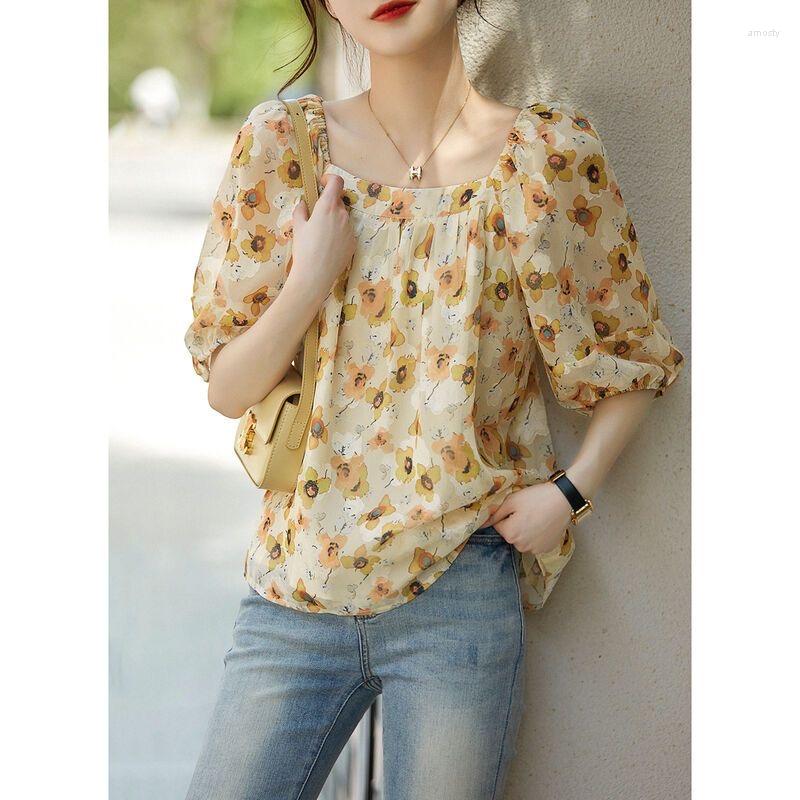 Women' Blouses Women Spring Summer Style Shirts Lady Loose Square Collar Short Lantern Sleeve Flower Printed Blusas Tops ZZ1869, Yellow
Women' Blouses Women Spring Summer Style Shirts Lady Loose Square Collar Short Lantern Sleeve Flower Printed Blusas Tops ZZ1869, Yellow