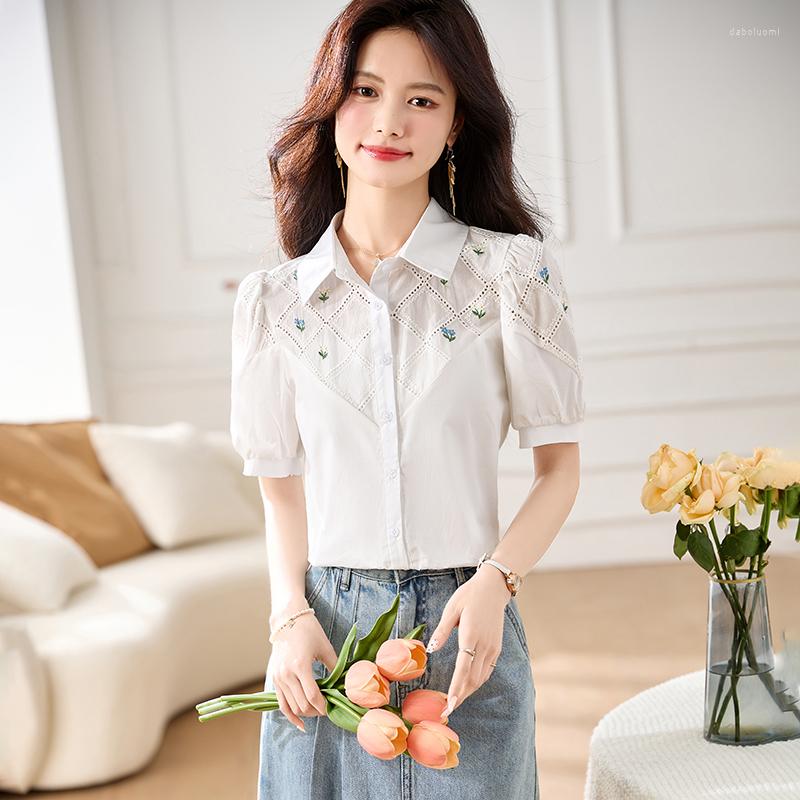 Women' Blouses Hollow Out Shirt For Women Summer 2023 In Solid Embroidery Loose Fashion Top Short Sleeve Korean Turn-down Collar, White
Women' Blouses Hollow Out Shirt For Women Summer 2023 In Solid Embroidery Loose Fashion Top Short Sleeve Korean Turn-down Collar, White