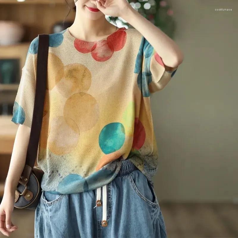 Women's Sweaters Harajuku Retro Women Summer Fashion Fall Clothes Vintage Floral Print Round Neck Short-sleeve Knit Lady Loose Pullovers, H3
Women's Sweaters Harajuku Retro Women Summer Fashion Fall Clothes Vintage Floral Print Round Neck Short-sleeve Knit Lady Loose Pullovers, H3
