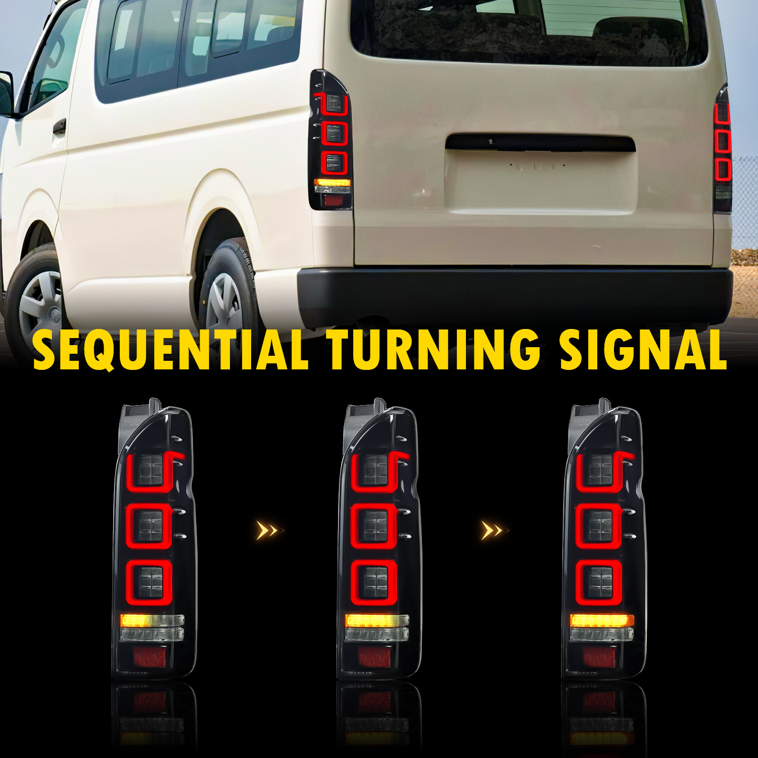 Car Taillight For TOYOTA HIACE 20 05-20 18 LED Dynamic Turn Signal Rear Lamp Fog Brake Reversing Taillights Assembly