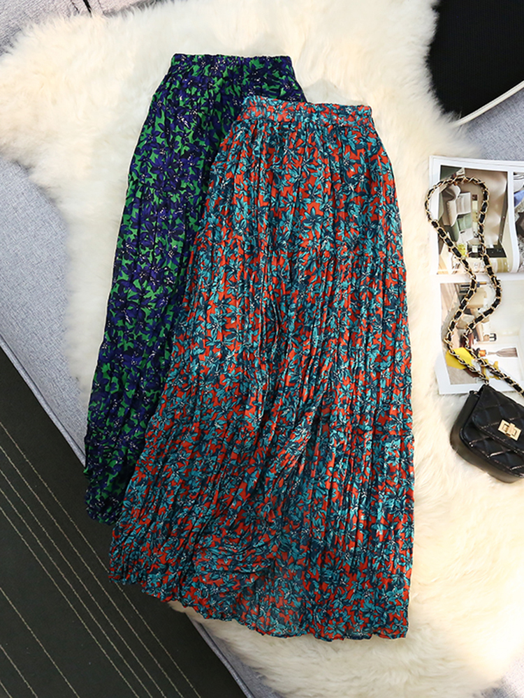 Skirts Chiffon Floral Print Skirt Women's Summer Split Pleated Skirt Elastic High Waist A-line Medium Length A Line Plissee Skirts 230414, Blue
Skirts Chiffon Floral Print Skirt Women's Summer Split Pleated Skirt Elastic High Waist A-line Medium Length A Line Plissee Skirts 230414, Blue