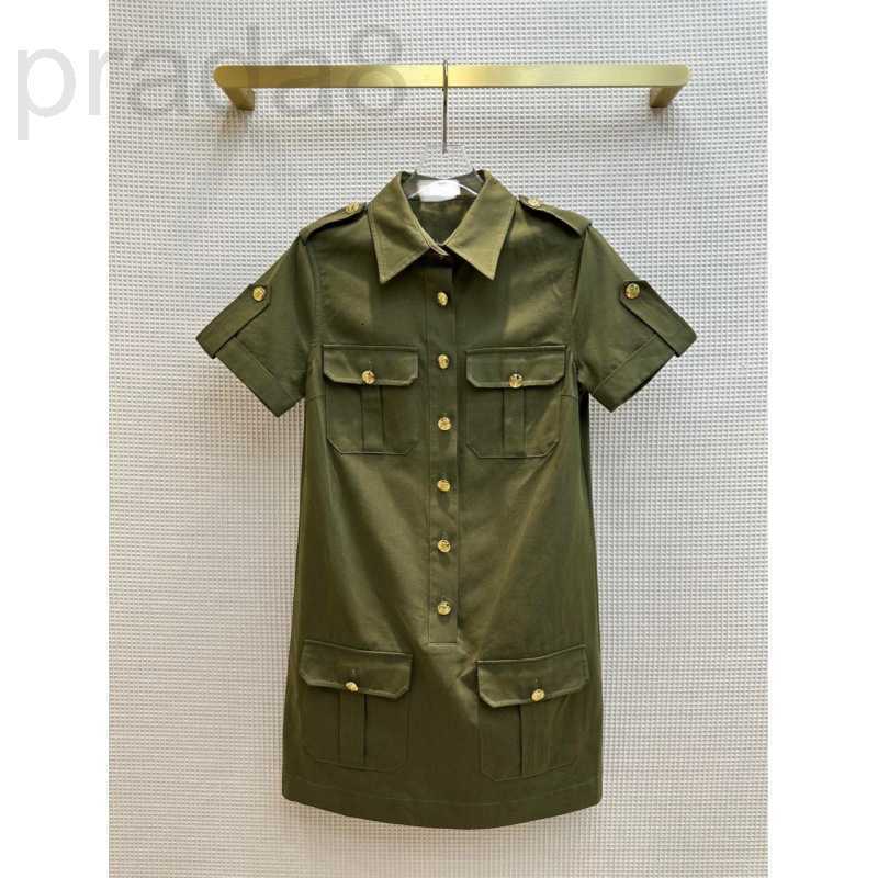 Casual Dresses designer 23ss New Summer Fashionable Lapel Design Workwear Style Gold Button Pocket Versatile U2IN, Green
Casual Dresses designer 23ss New Summer Fashionable Lapel Design Workwear Style Gold Button Pocket Versatile U2IN, Green