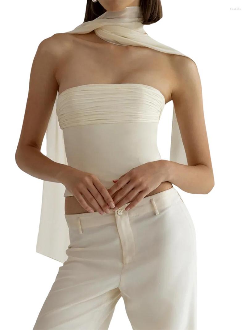 Women' Tanks Women Ruched Bandeau Casual Summer Off-shoulder Backless Sleeveless Crop Tops With Long Scarf Streetwear Club Wear, White
Women' Tanks Women Ruched Bandeau Casual Summer Off-shoulder Backless Sleeveless Crop Tops With Long Scarf Streetwear Club Wear, White