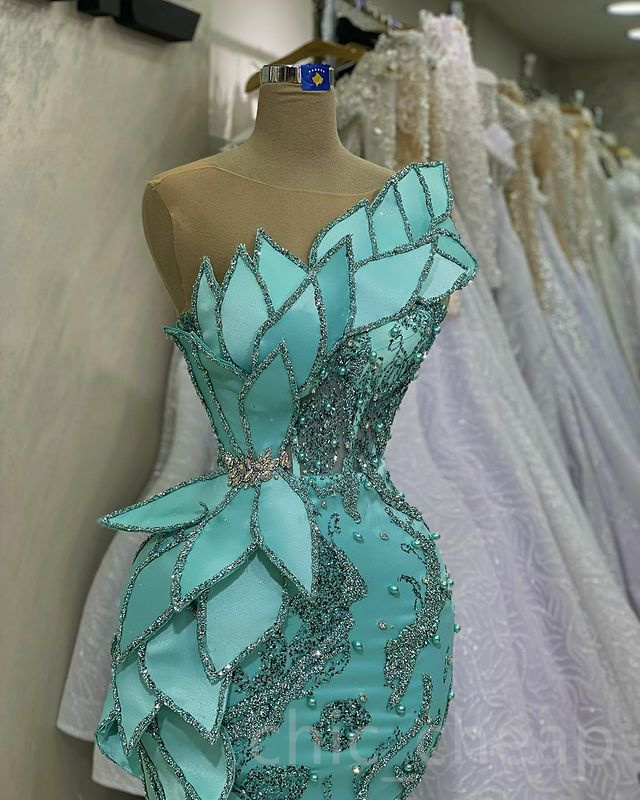 2023 April Aso Ebi Mermaid Luxurious Prom Dress Sequined Lace Crystals Evening Formal Party Second Reception Birthday Engagement Gowns Dresses Robe De