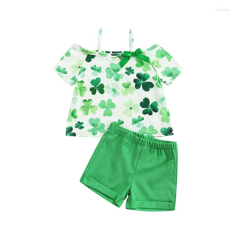 Clothing Sets 2Pcs Festival Little Girls Sweet Style Outfit Toddlers Clover Printing Short Sleeve Suspender Tops Solid Color Shorts Set, Picture shown
Clothing Sets 2Pcs Festival Little Girls Sweet Style Outfit Toddlers Clover Printing Short Sleeve Suspender Tops Solid Color Shorts Set, Picture shown