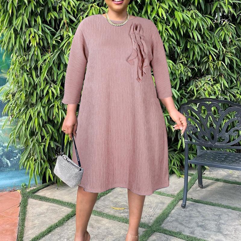 Ethnic Clothing African Women Loose Dress Summer Three Quarter Sleeves O Neck Ruffles Elegant Folds Robe Casual Knee-length Female
Ethnic Clothing African Women Loose Dress Summer Three Quarter Sleeves O Neck Ruffles Elegant Folds Robe Casual Knee-length Female