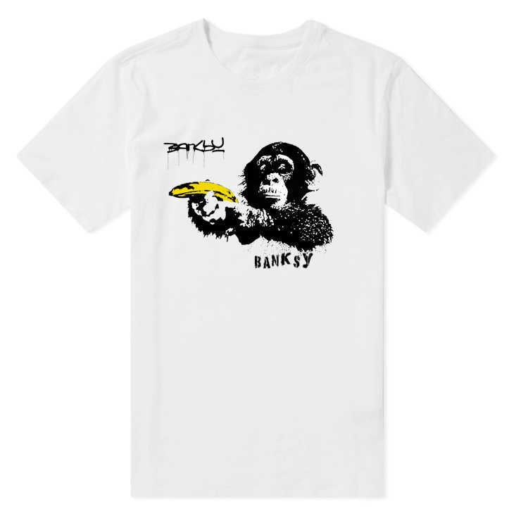 

Street Graffiti Artist Banksy Banana Monkey Short Sleeve Cotton T-shirt Summer