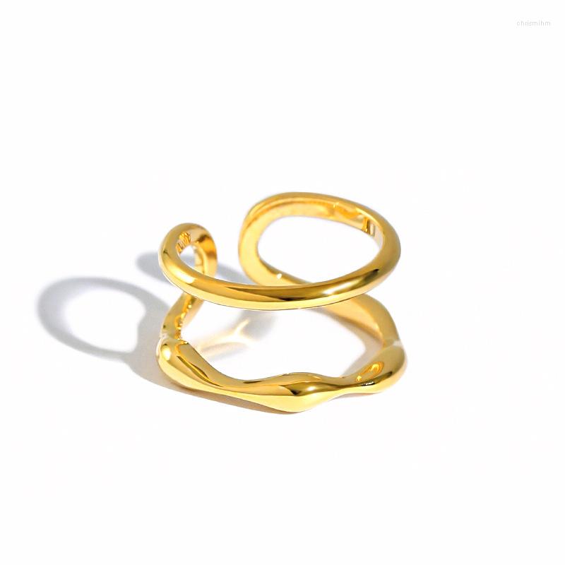 Cluster Rings 18k Gold Authentic S925 Sterling Silver FINE Jewelry White/ Double Rows Wave Lines Ring Adjust TLJ1301
Cluster Rings 18k Gold Authentic S925 Sterling Silver FINE Jewelry White/ Double Rows Wave Lines Ring Adjust TLJ1301