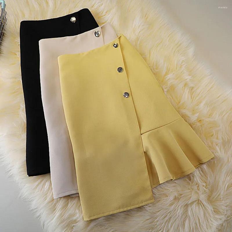 Skirts Elegant Women Solid Color High Waist Korean Style Black Summer Mini Single Breasted Asymmetric Office Ladies Skirt, Yellow
Skirts Elegant Women Solid Color High Waist Korean Style Black Summer Mini Single Breasted Asymmetric Office Ladies Skirt, Yellow