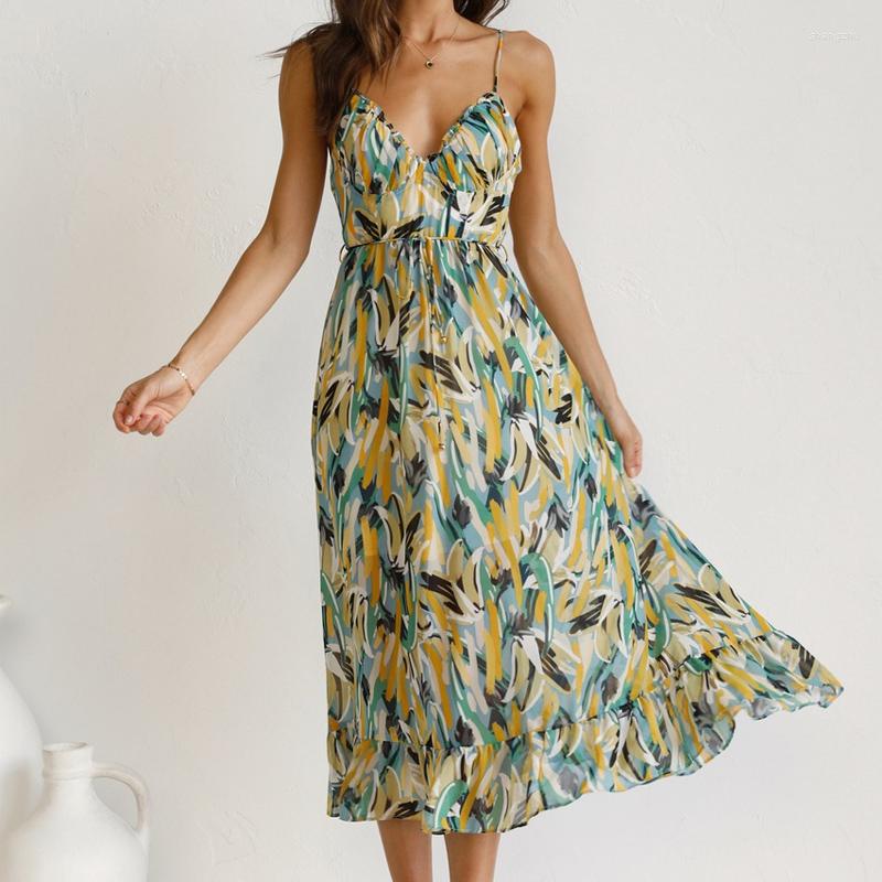 Casual Dresses Elegant High-waisted Printed Long Dress For Holiday Sexy V-neck Camisole Ladies Sleeveless Bandage Vestidos 26028, Green
Casual Dresses Elegant High-waisted Printed Long Dress For Holiday Sexy V-neck Camisole Ladies Sleeveless Bandage Vestidos 26028, Green
