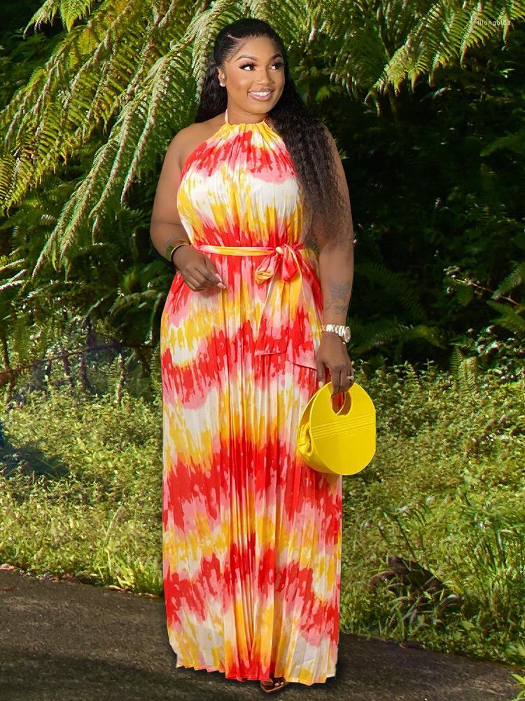 Plus Size Dresses Halter Pleated Chiffon Print Patchwork Backless Vacation Evening Beach Party Outfits 4XL 5XL For Women Summer, Yellow
Plus Size Dresses Halter Pleated Chiffon Print Patchwork Backless Vacation Evening Beach Party Outfits 4XL 5XL For Women Summer, Yellow