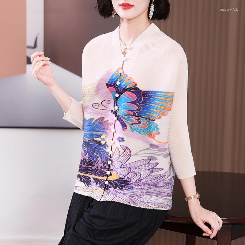 Women's Jackets Tops For Women 2023 Vintage Printed Women's Spring Autumn Loose Miyake Pleated Single Breasted Three Quarter Sleeve, Purple top
Women's Jackets Tops For Women 2023 Vintage Printed Women's Spring Autumn Loose Miyake Pleated Single Breasted Three Quarter Sleeve, Purple top