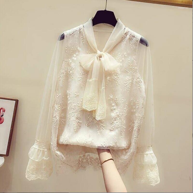 Women' Blouses Sexy Lace Shirt Top Women' 2023 Spring Summer Korean Fashion White Bow Loose Casual Bell Sleeve Chiffon Blouse W565
Women' Blouses Sexy Lace Shirt Top Women' 2023 Spring Summer Korean Fashion White Bow Loose Casual Bell Sleeve Chiffon Blouse W565