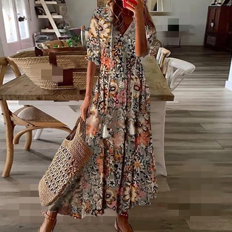 Casual Dresses Women Floral Print Maxi Dress Elegant Boho A Line Long Ladies Loose V-Neck Beach Party Sundress Vestidos, Blue-5
Casual Dresses Women Floral Print Maxi Dress Elegant Boho A Line Long Ladies Loose V-Neck Beach Party Sundress Vestidos, Blue-5