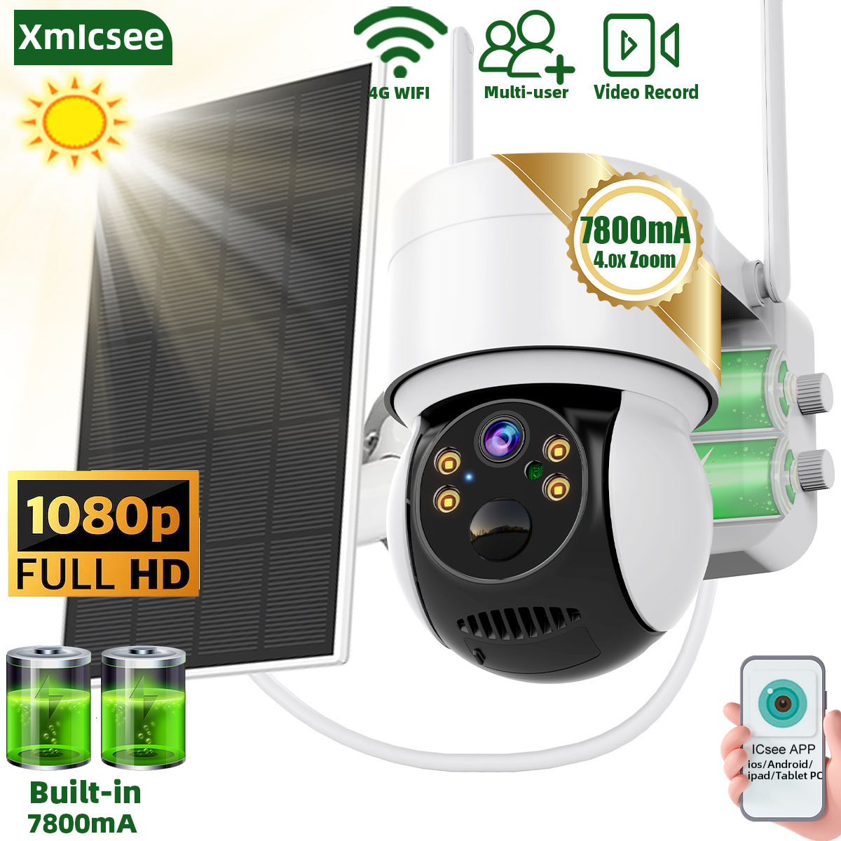 IP Cameras 2MP Wifi Solar Surveillance plus Panel PTZ Wireless Outdoor ip Camera Exterior wi fi Security Protection Home 230414 
IP Cameras 2MP Wifi Solar Surveillance plus Panel PTZ Wireless Outdoor ip Camera Exterior wi fi Security Protection Home 230414