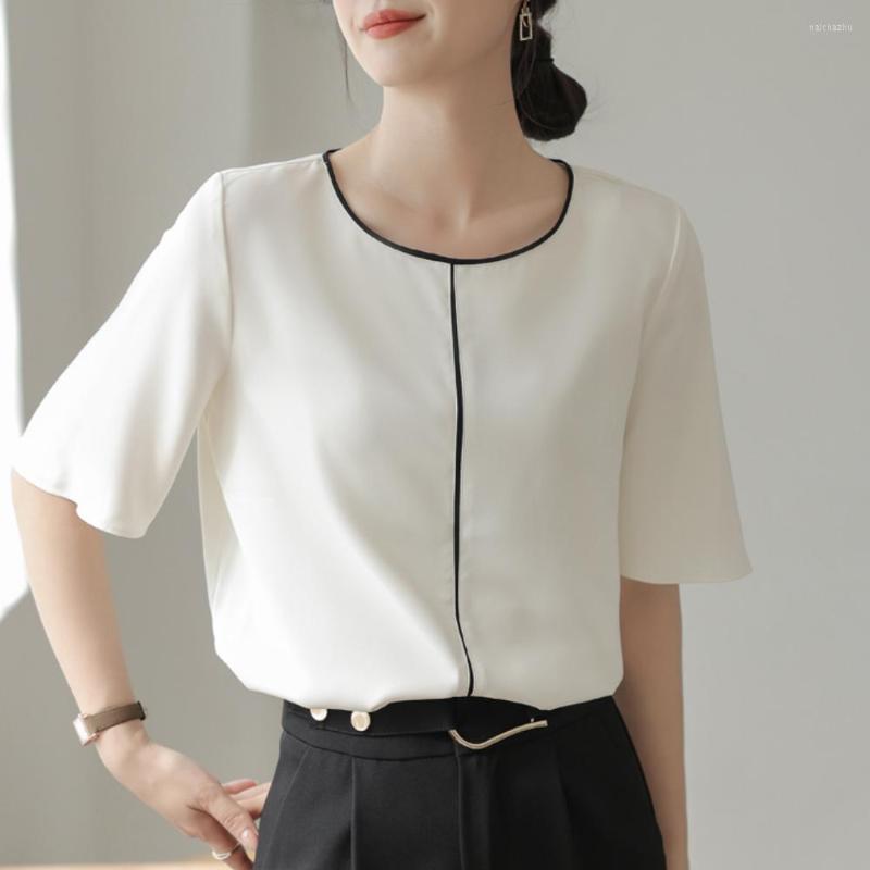 Women' Blouses Round Neck Women' Short Sleeved Shirt, White
Women' Blouses Round Neck Women' Short Sleeved Shirt, White