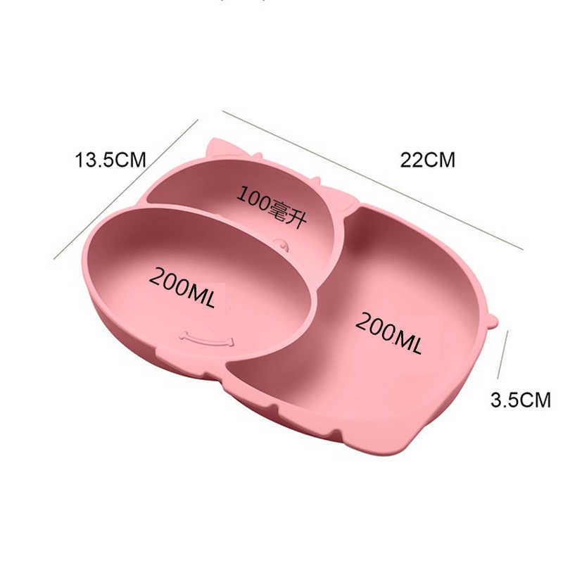 Cups Dishes Utensils 4Pcs/Set Baby Plate Cute Creative Cartoon Cow Tableware Baby Feeding Silicone Plate For Breakfast Nursning With Spoon Fork Set AA
