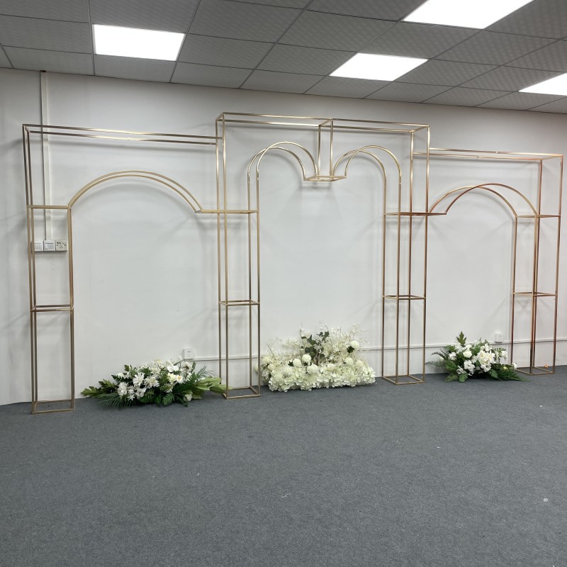 9PCS Wedding Decoration Metal Stand Props Hall Screen Background Frame Column Backdrop Arch Flower Rack Welcome Sign Graduation Scene Floral Wall Back