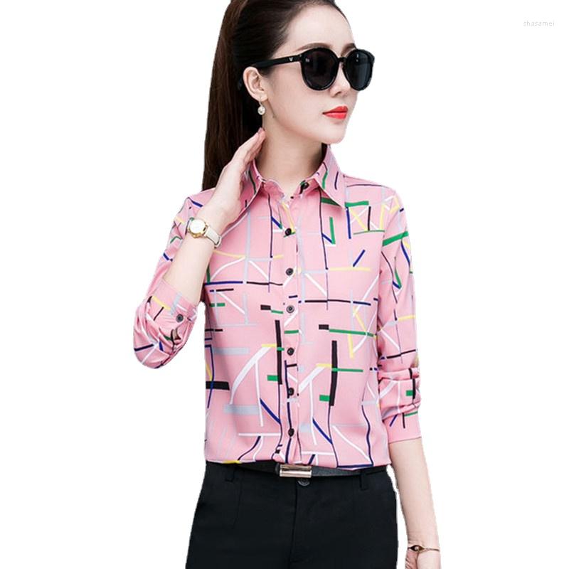 Women' Blouses Korean Long Sleeve Women Shirt Autumn Chiffon Top Printed Temperament Office Lady Button Up Camisas Mujer Ladies Tops, Pink
Women' Blouses Korean Long Sleeve Women Shirt Autumn Chiffon Top Printed Temperament Office Lady Button Up Camisas Mujer Ladies Tops, Pink