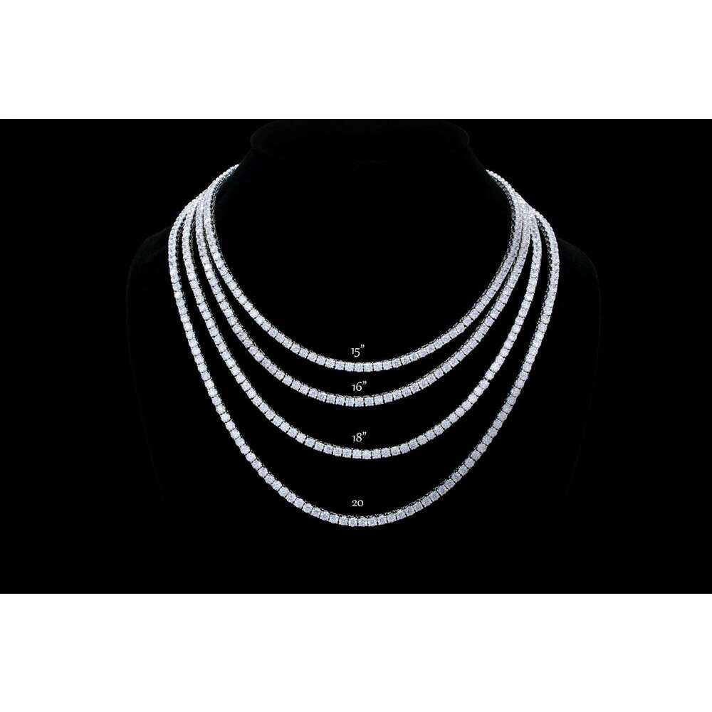 Personalized Vintage 14k Solid White Gold With VVS VS CVD Round Cut IGI GIA Certified Lab Grown Diamond Tennis Necklace