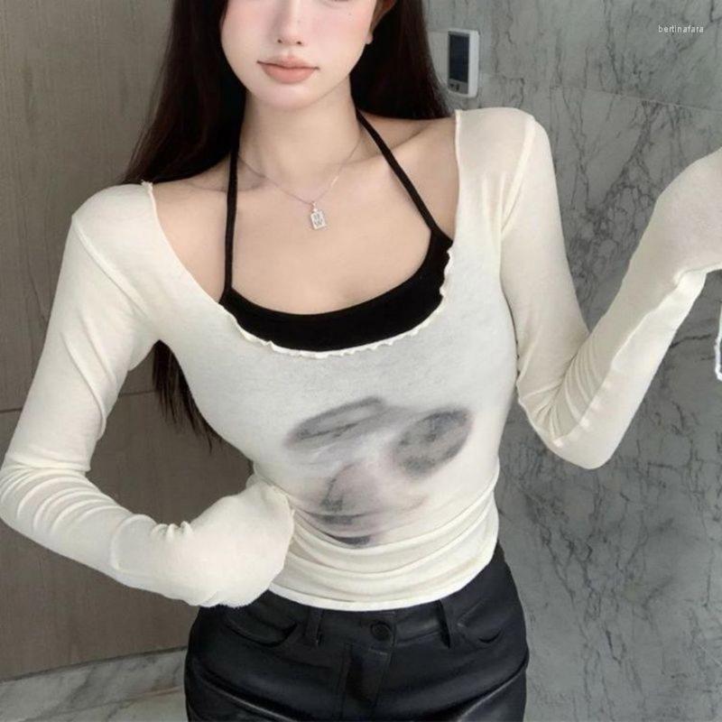 Women's T Shirts Long Sleeve T-shirt Spring/Summer Girls Slim-fit Tie-dyed Bottoming Suspenders With Tops Women Two Piece Set, White
Women's T Shirts Long Sleeve T-shirt Spring/Summer Girls Slim-fit Tie-dyed Bottoming Suspenders With Tops Women Two Piece Set, White