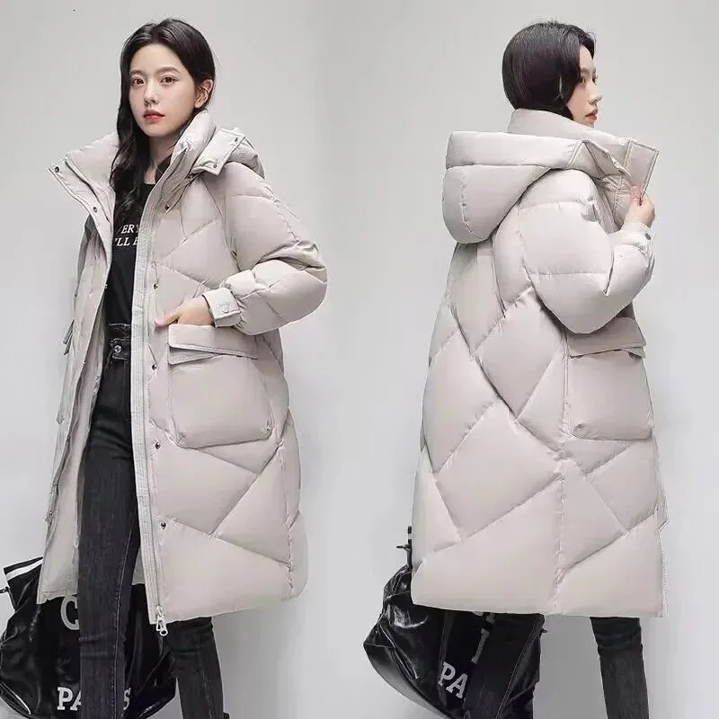 Womens Down Parkas Winter Women Parka Hooded Jackets Thicken Warm Cottonpadded Puffer Coats Casual Long Clothes Loose Outerwear 231114
