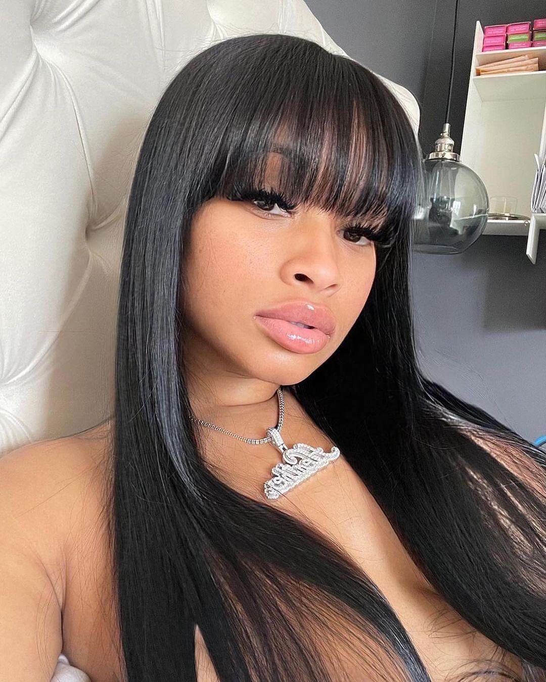 Pervian Human Hair Wigs Straight Hair With Bangs Fringe For Women Brazilian Bob Wig Glueless None Full Lace Wig Synthetic