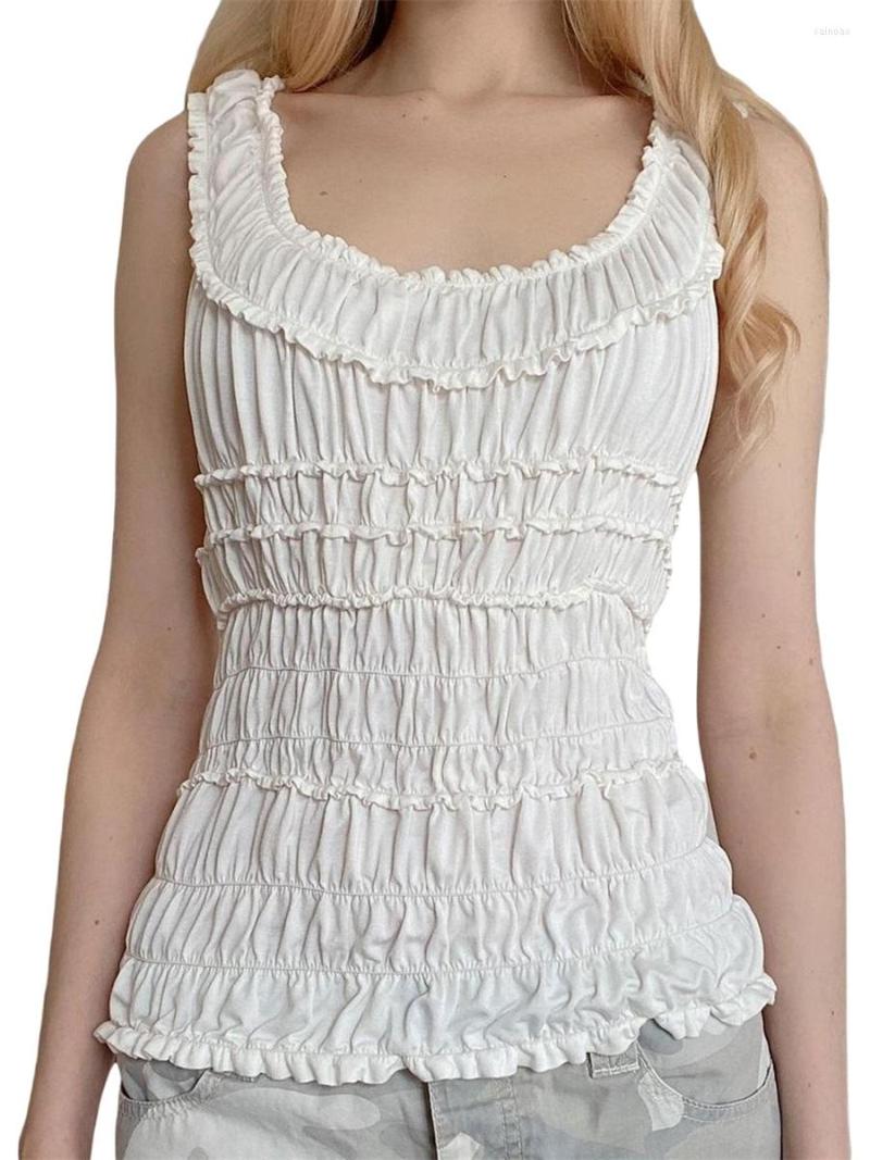 Women' Tanks Women Smocked Tank Tops Casual Frill Crop Shirred Strap Sleeveless Top, White
Women' Tanks Women Smocked Tank Tops Casual Frill Crop Shirred Strap Sleeveless Top, White