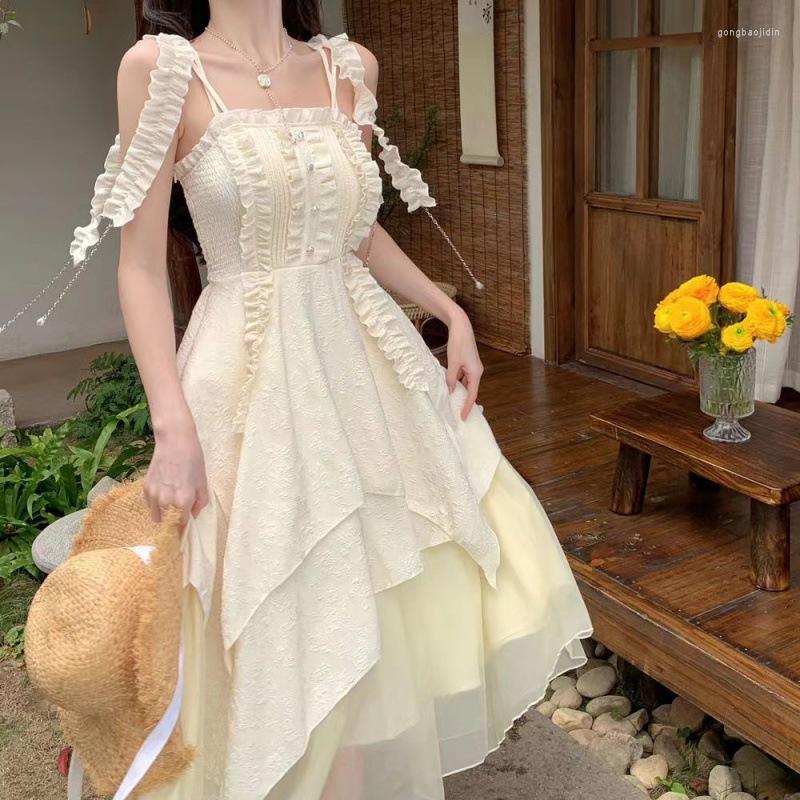 Casual Dresses Suspended Dress French Women's Sweet Wood Ear Edge Design Sense High Waist Slim 2023 Summer, Beige
Casual Dresses Suspended Dress French Women's Sweet Wood Ear Edge Design Sense High Waist Slim 2023 Summer, Beige