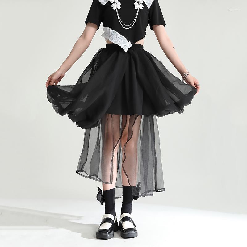 Skirts 2023 Summer Black Mesh Spliced High Waist Long Puffy Skirt Women Trendy Streetwear Gothic Irregular Loose Casual 3193
Skirts 2023 Summer Black Mesh Spliced High Waist Long Puffy Skirt Women Trendy Streetwear Gothic Irregular Loose Casual 3193