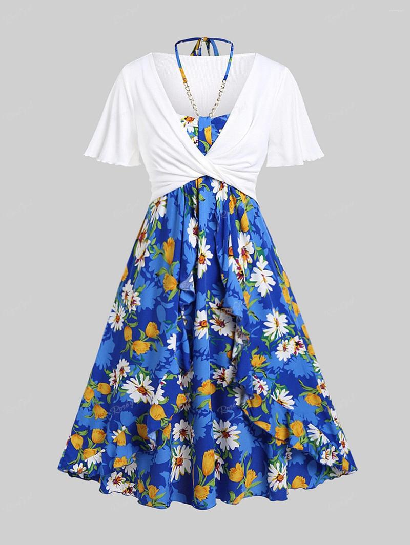 Plus Size Dresses ROSEGAL Twist Plunging Crop Top And Halter Flounce Knot Floral Midi Dress 2023 Women Summer Casual Vestidos 5X, Blue
Plus Size Dresses ROSEGAL Twist Plunging Crop Top And Halter Flounce Knot Floral Midi Dress 2023 Women Summer Casual Vestidos 5X, Blue