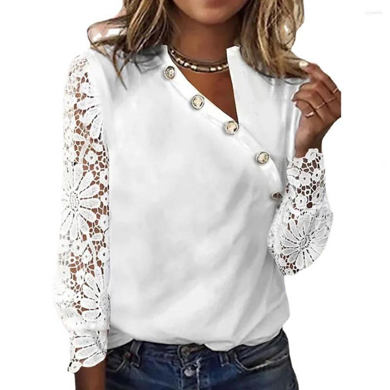 Women' Blouses Fashion Women Blouse Button Placket Lace Patchwork Flower Print Long Sleeves Crochet Hollow Pullover Clothing, White
Women' Blouses Fashion Women Blouse Button Placket Lace Patchwork Flower Print Long Sleeves Crochet Hollow Pullover Clothing, White